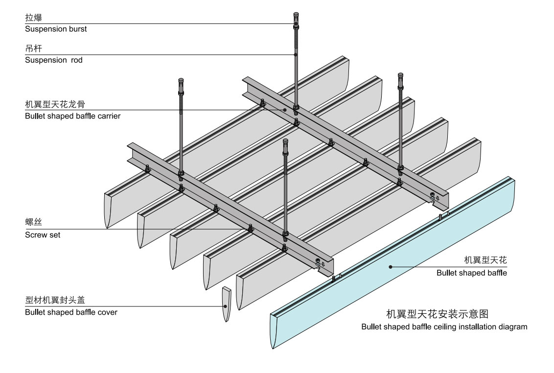 bullet shaped aluminum baffle ceiling 2